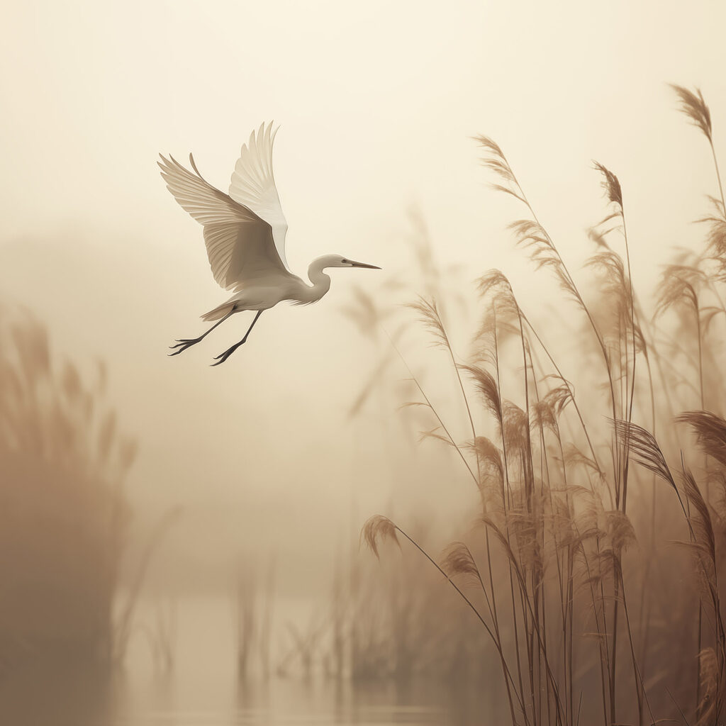 Bird flying over water