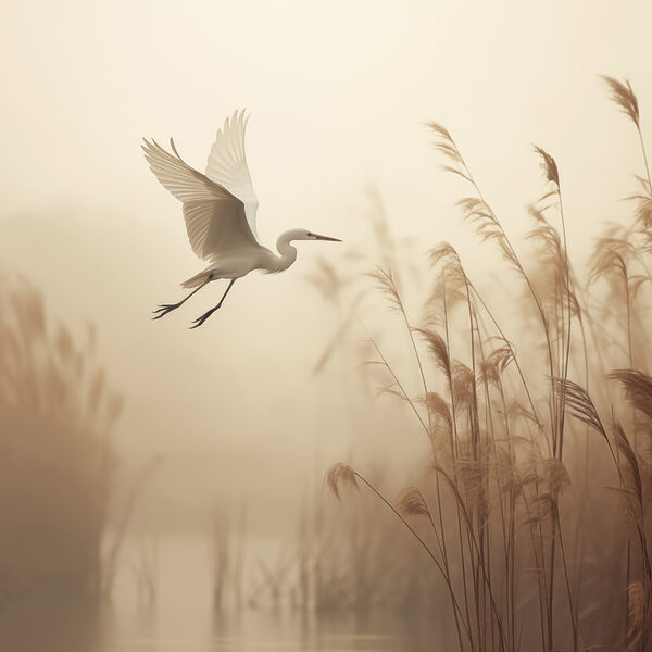 Bird flying over water