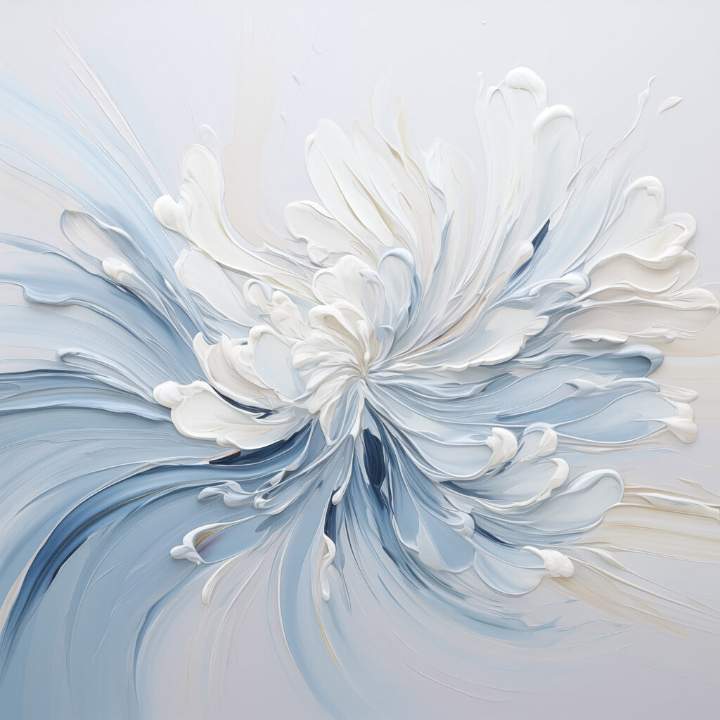 White and blue paint swirls