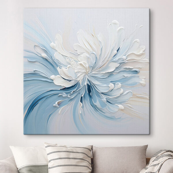 White and blue paint swirls
