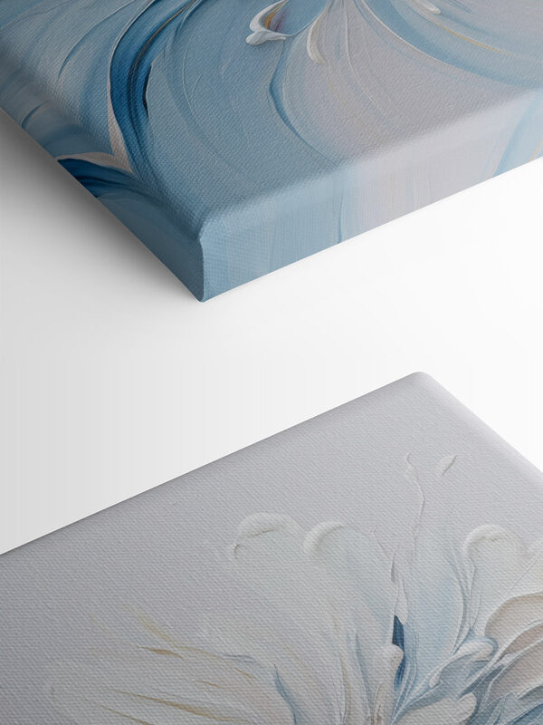 White and blue paint swirls