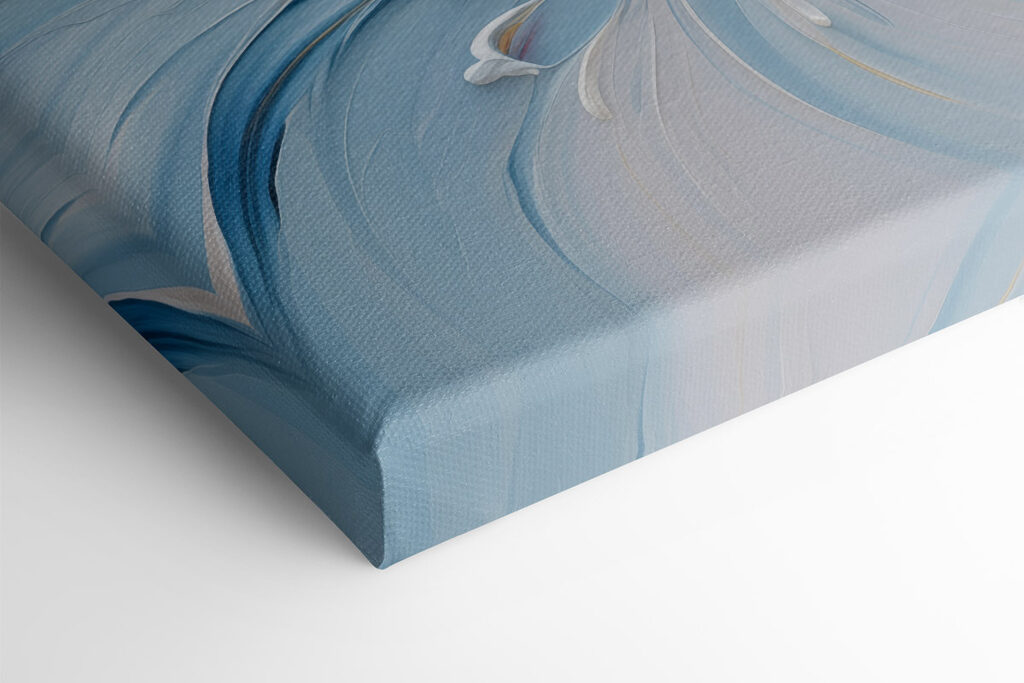 White and blue paint swirls