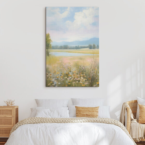 Field of flowers and trees