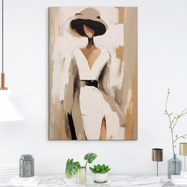 Painting of a woman in a white dress