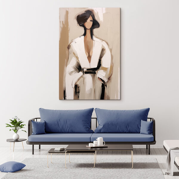 Painting of a woman in a white robe Painting of a woman in a white robe