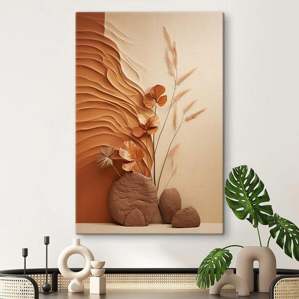 Brown and white wall with brown and white waves and flowers Brown and white wall with brown and white waves and flowers