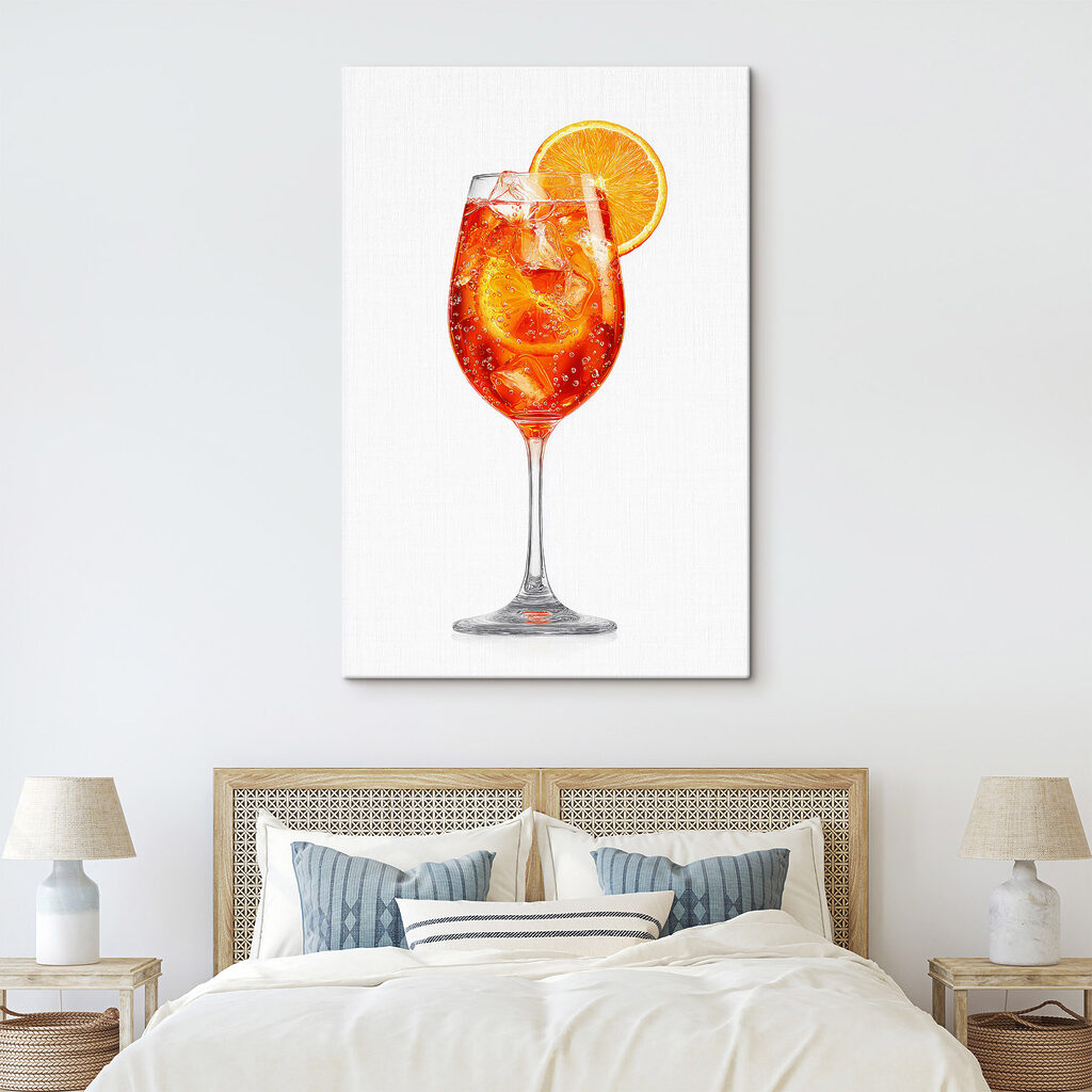 Glass of orange drink with ice and a slice of orange