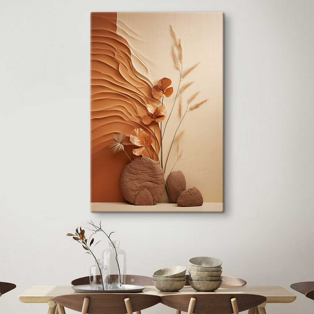 Brown and white wall with brown and white waves and flowers Brown and white wall with brown and white waves and flowers