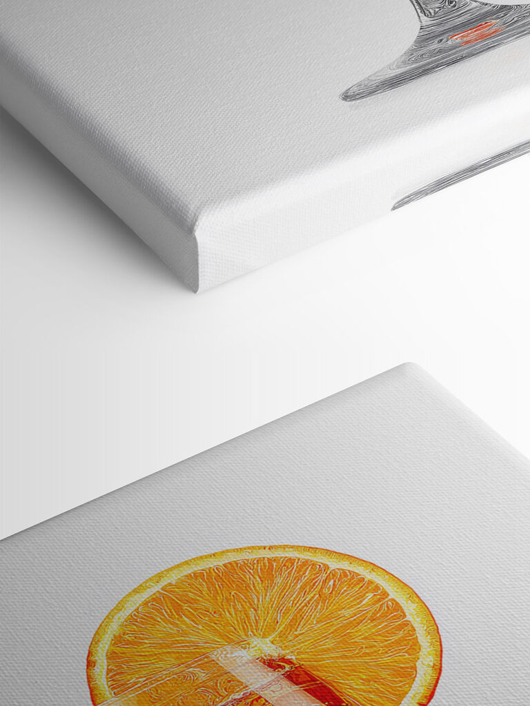 Glass of orange drink with ice and a slice of orange