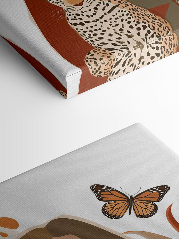 Woman with a leopard and butterflies Woman with a leopard and butterflies