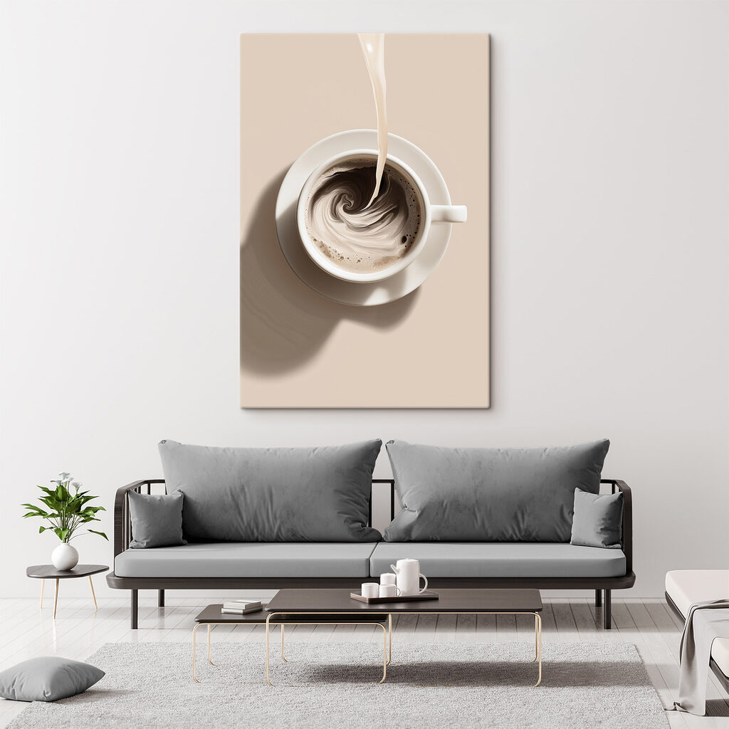 Cup of coffee with milk pouring into it Cup of coffee with milk pouring into it