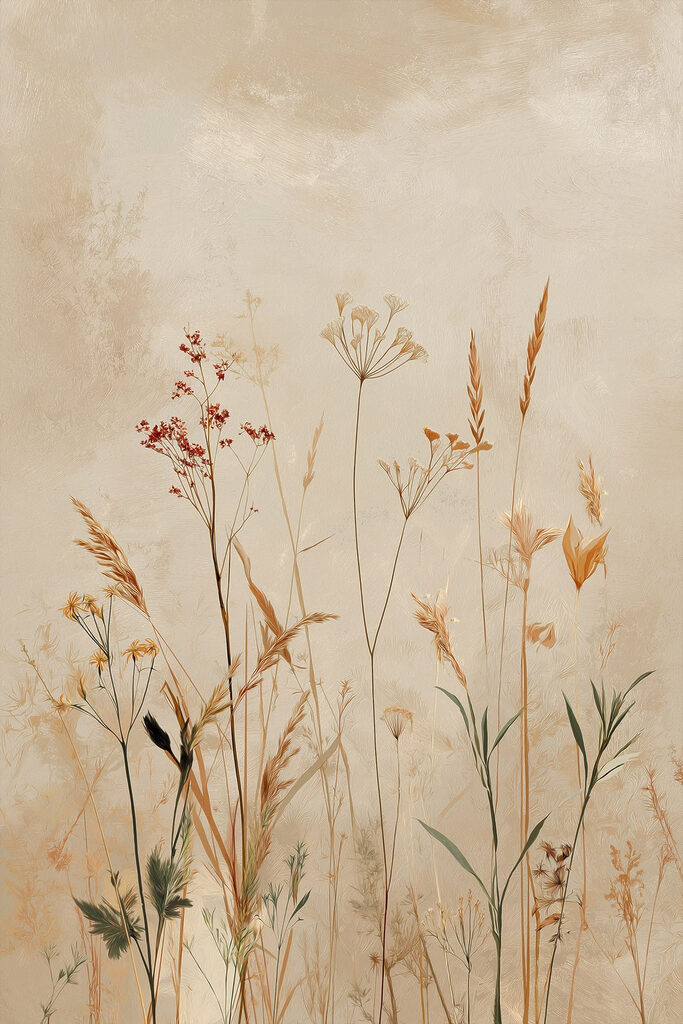 Ethereal wildflower composition on canvas