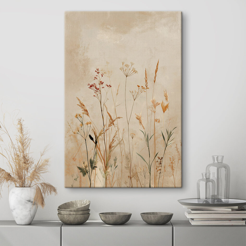 Ethereal wildflower composition on canvas