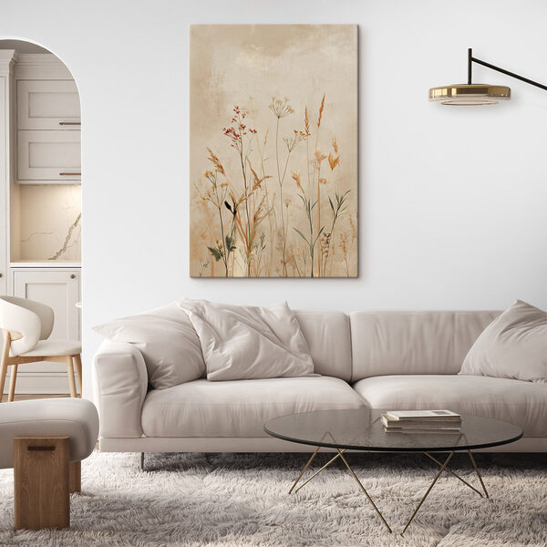 Ethereal wildflower composition on canvas