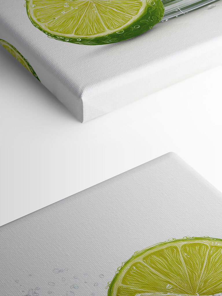 Glass of lime juice with ice and lime slices Glass of lime juice with ice and lime slices