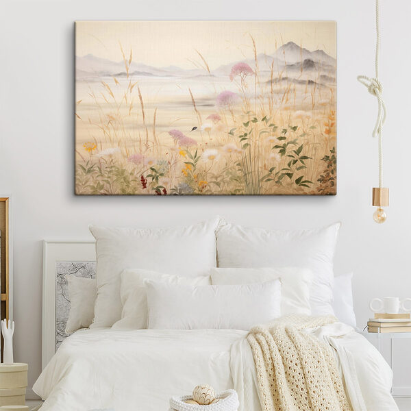Wandbilder Gemälde mit Blumen und Gras