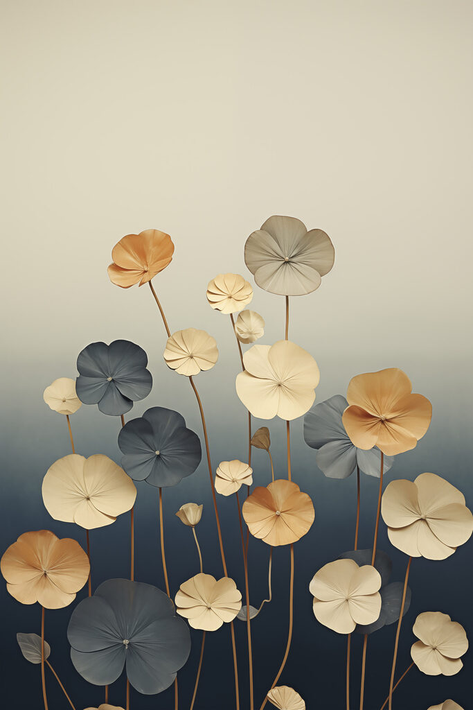 Group of flowers with leaves Group of flowers with leaves