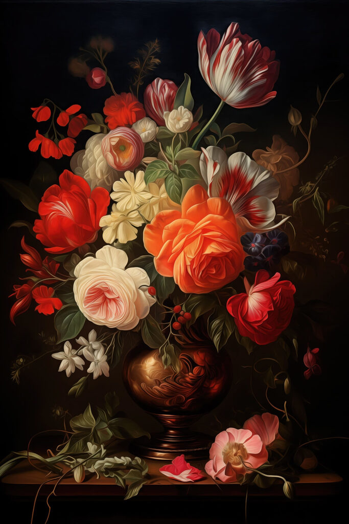 Painting of flowers in a vase