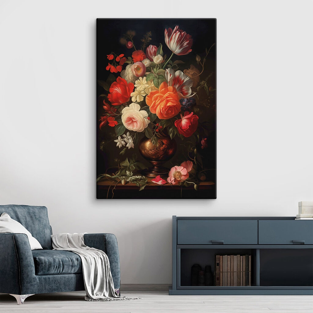 Painting of flowers in a vase
