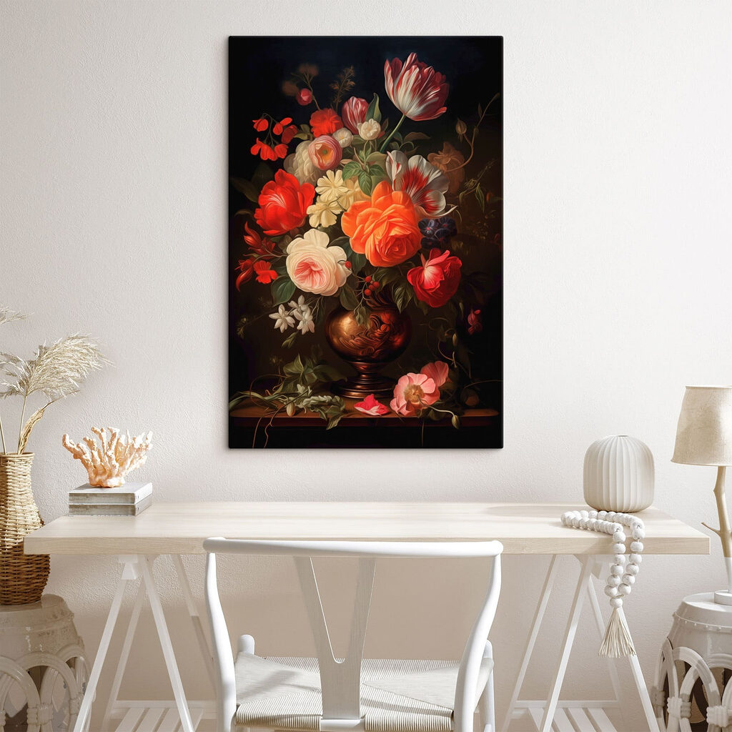 Painting of flowers in a vase