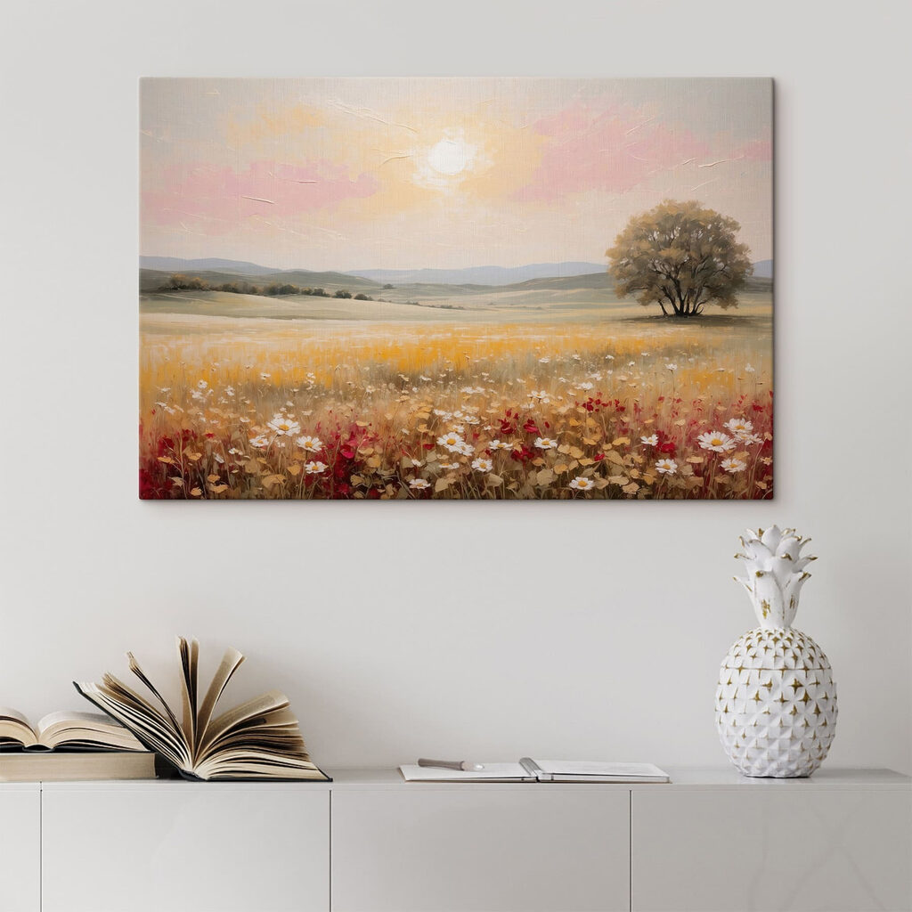 Painting of a field of flowers Painting of a field of flowers