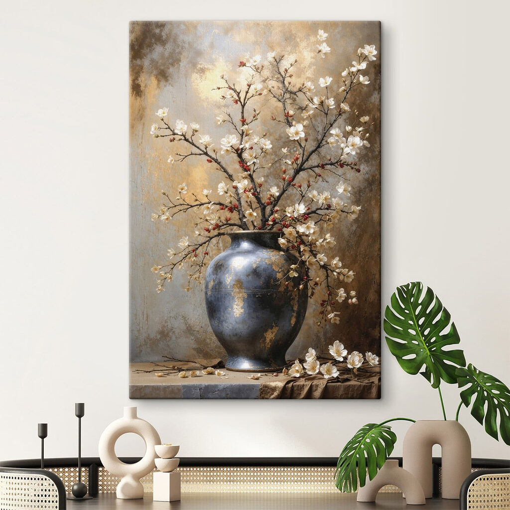 Vase with white flowers