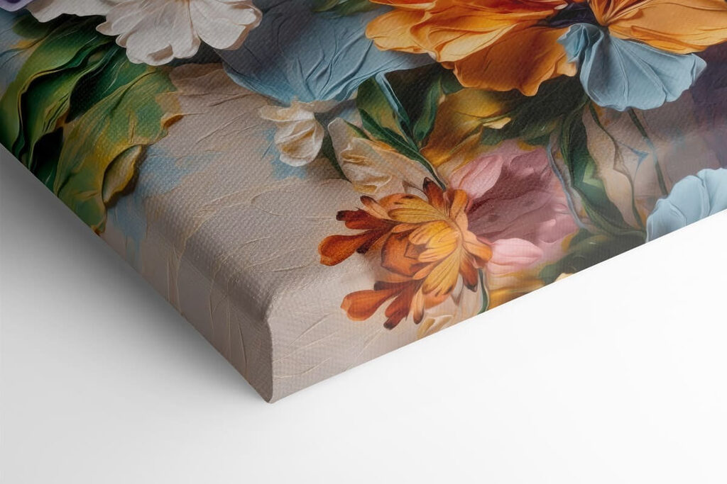 Painting of flowers on a blue surface Painting of flowers on a blue surface