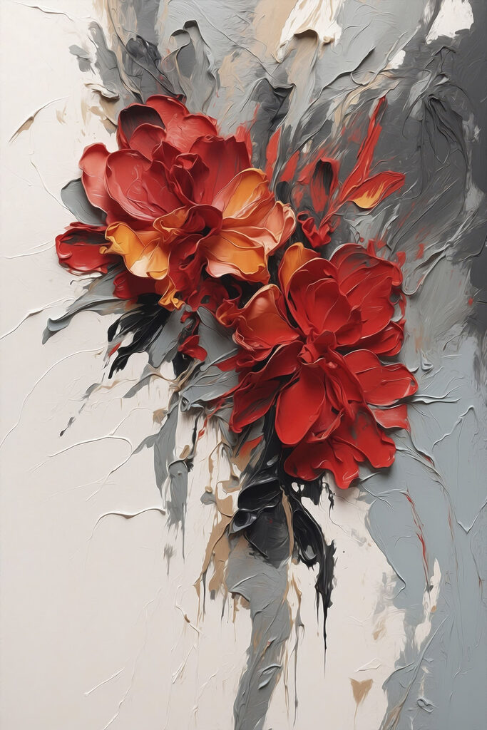 Painting of flowers on a white surface Painting of flowers on a white surface