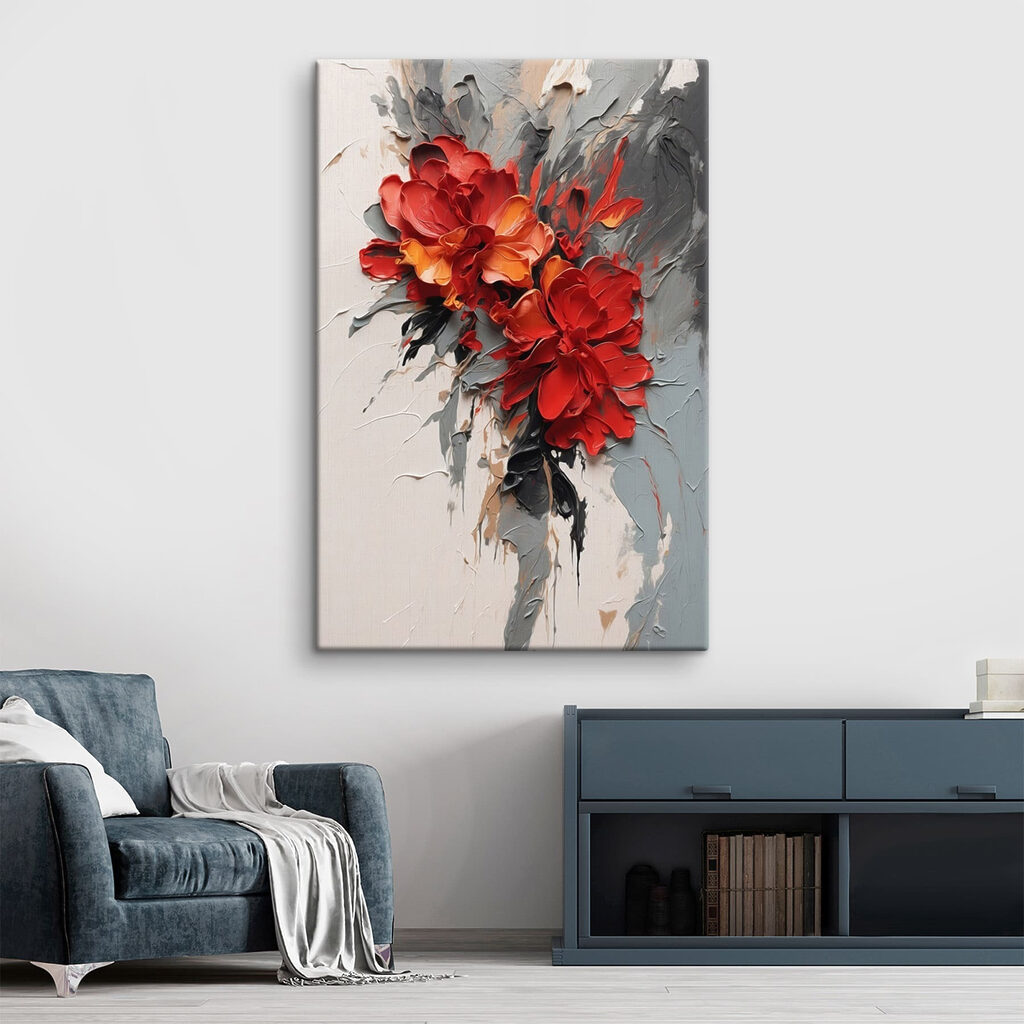 Painting of flowers on a white surface Painting of flowers on a white surface