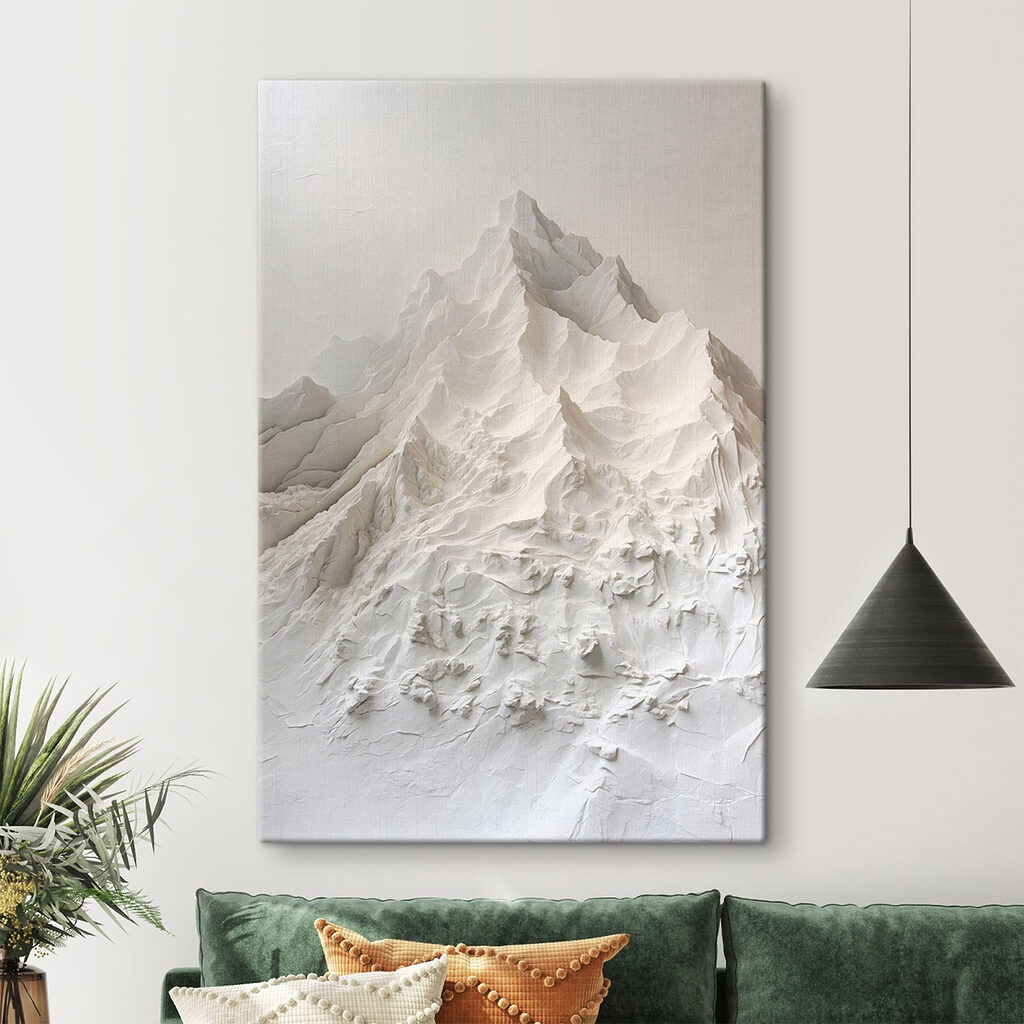 White mountain with snow