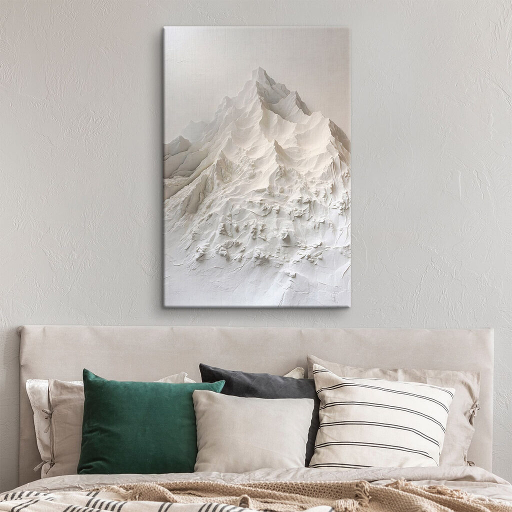 White mountain with snow