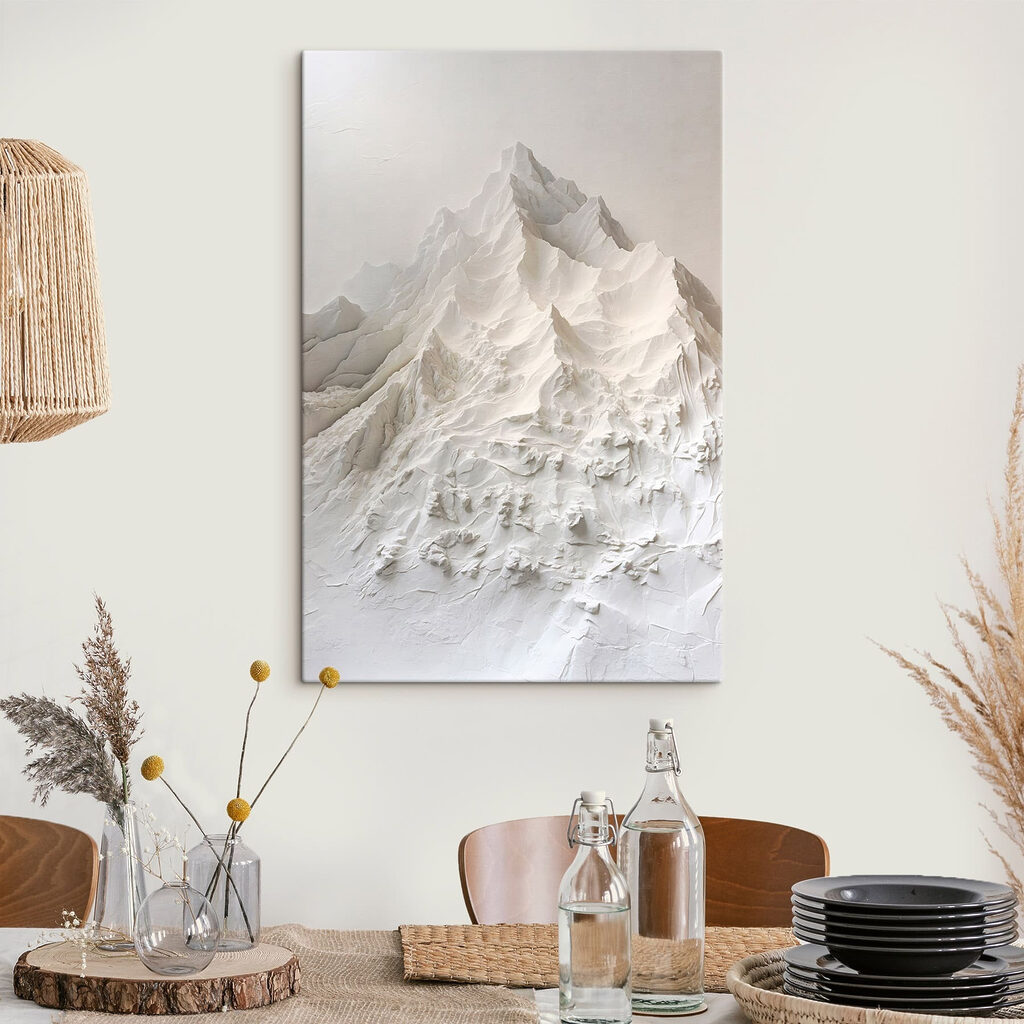 White mountain with snow