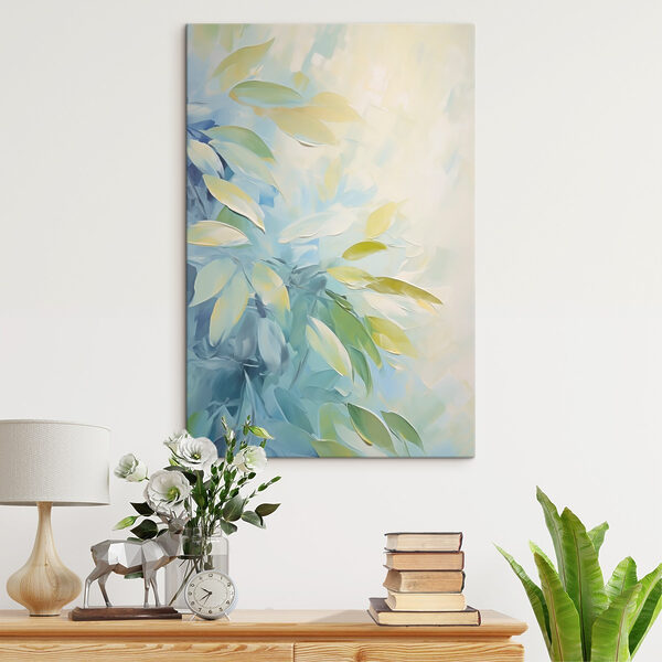 Painting of leaves on a white surface Painting of leaves on a white surface