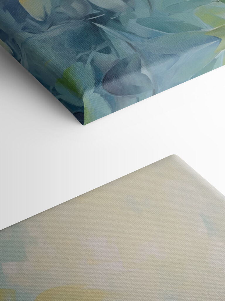 Painting of leaves on a white surface Painting of leaves on a white surface