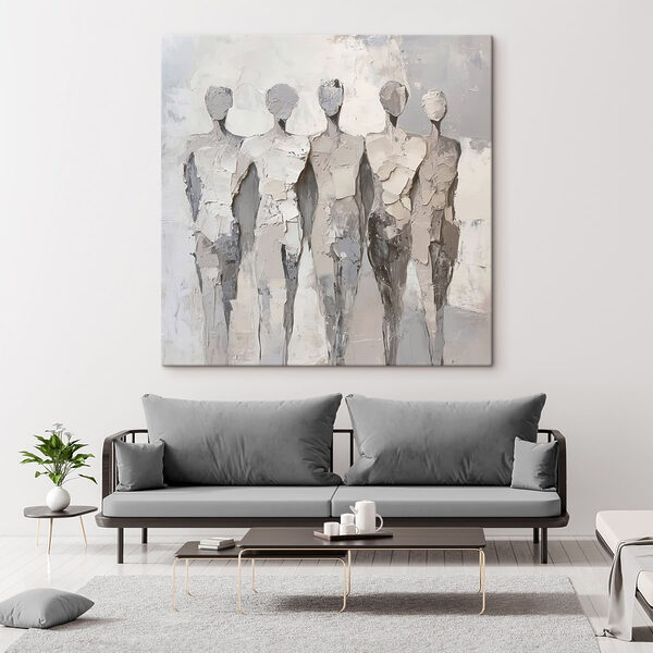 Group of people painted in white Group of people painted in white