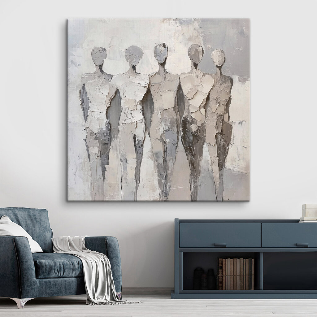 Group of people painted in white Group of people painted in white