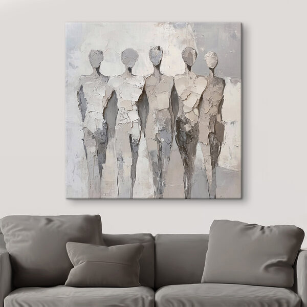 Group of people painted in white Group of people painted in white