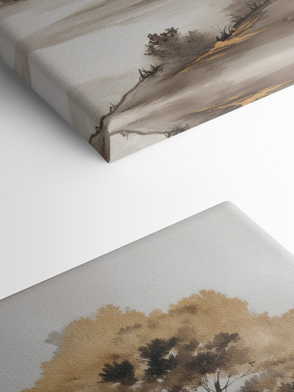 Painting of trees in a desert