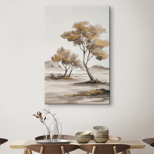 Painting of trees in a desert Painting of trees in a desert