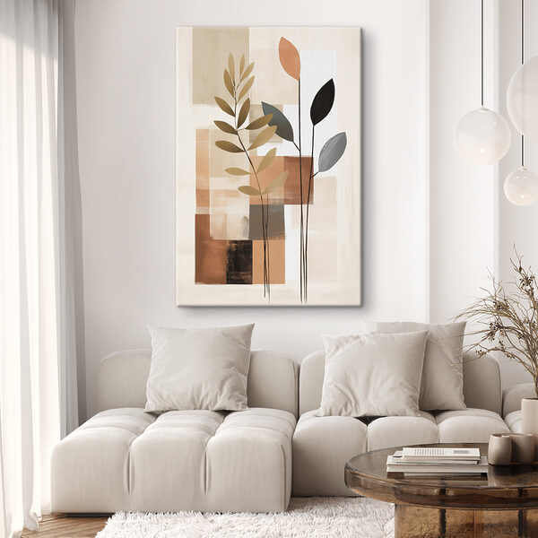 Painting of leaves and squares