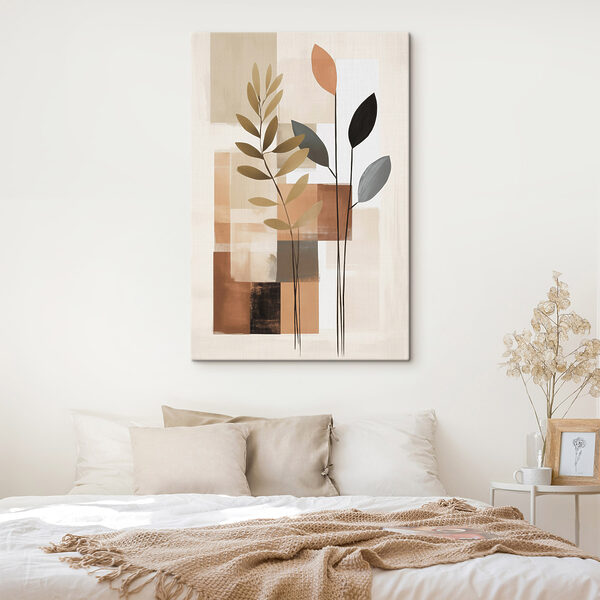 Painting of leaves and squares