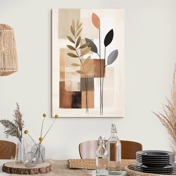 Painting of leaves and squares