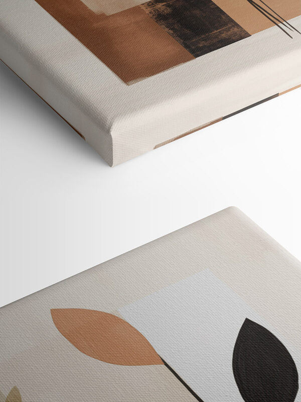 Painting of leaves and squares