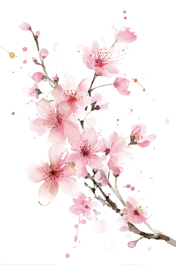 Watercolor of pink flowers Watercolor of pink flowers