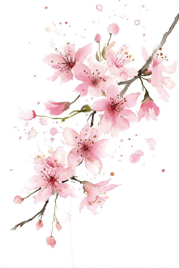 Watercolor of pink flowers Watercolor of pink flowers