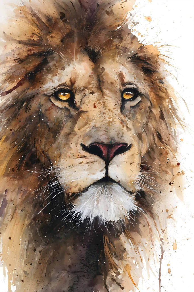 Majestic lion with piercing gaze