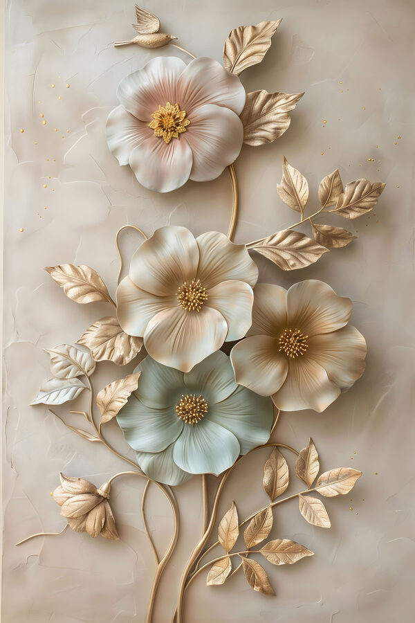 Wall decoration with flowers and leaves Wall decoration with flowers and leaves