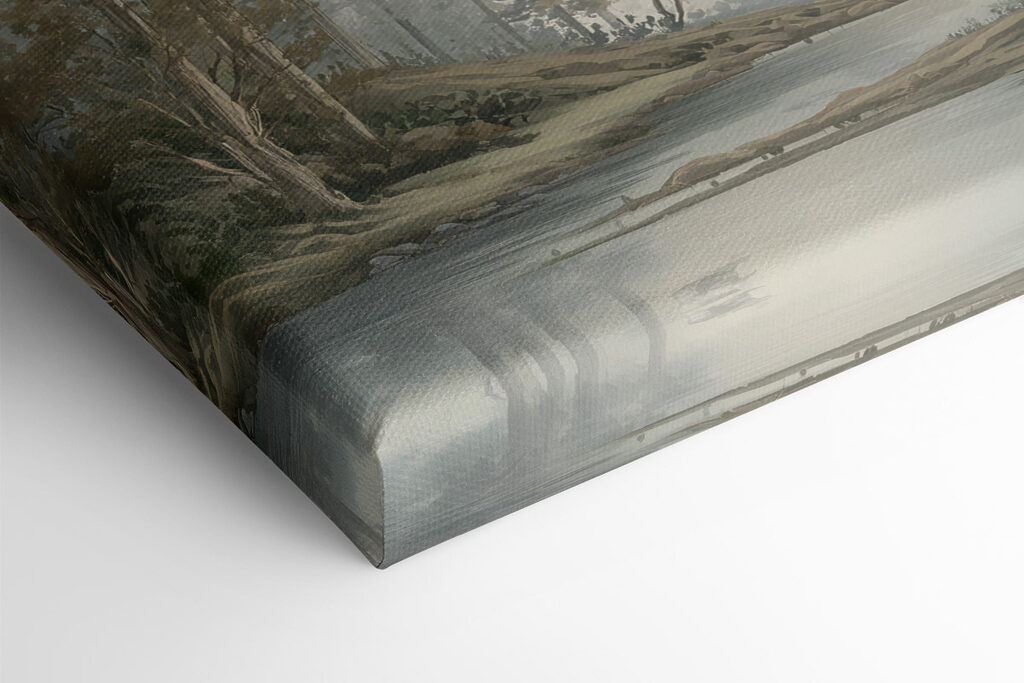 Landscape of a river with trees and mountains Landscape of a river with trees and mountains