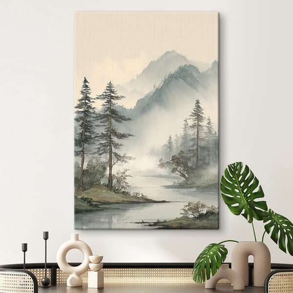 River with trees and mountains in the background