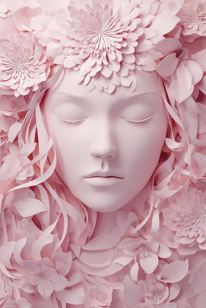 Face made of paper flowers